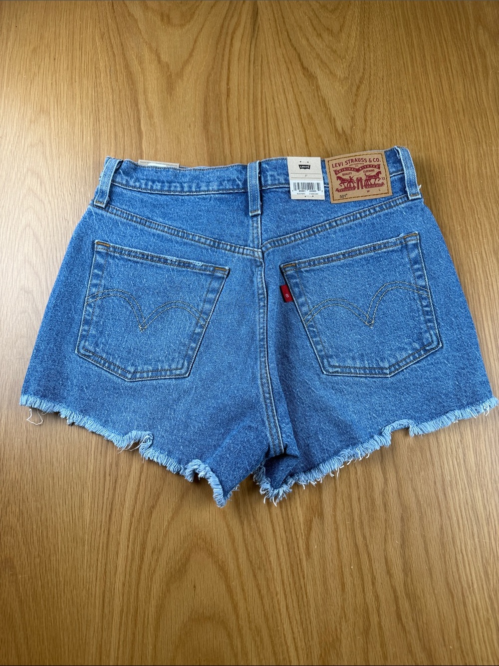 Levi's Women's 501 Light Blue Distressed Denim Cutoff Shorts 563270251 - Picture 2 of 5